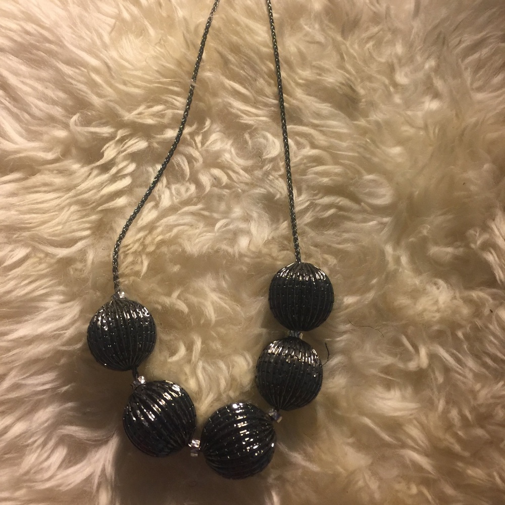 black metallic sphere bead necklace
